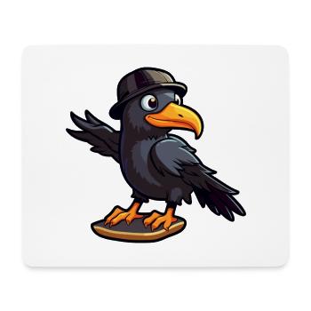 Lustige Krähe Kawaii Cartoon Haustier spielt Skateboard - Mousepad (Querformat) - Weiß - Vorne