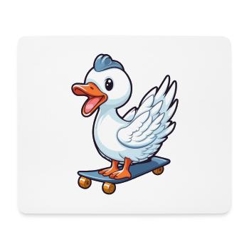 Lustiger Schwan Kawaii Cartoon Haustier spielt Skateboard - Mousepad (Querformat) - Weiß - Vorne