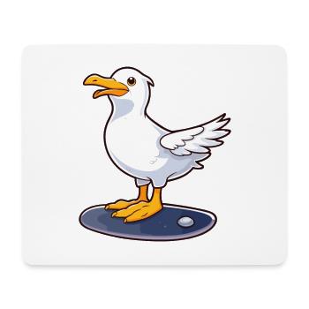 Funny Seagull Kawaii Cartoon Playing Skateboard - Mouse Pad (horizontal) - white - Front
