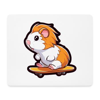 Funny Guinea Pig Kawaii Cartoon Playing Skateboard - Mouse Pad (horizontal) - white - Front