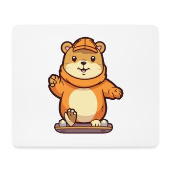 Funny Gopher Kawaii Cartoon Pet Playing Skateboard - Mouse Pad (horizontal) - white - Front