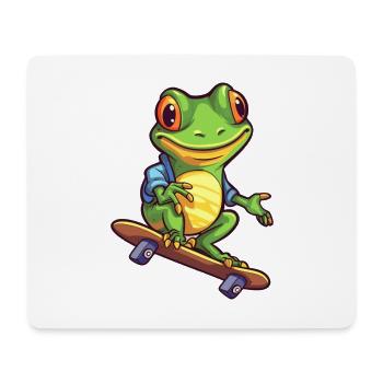 Funny Frog Kawaii Cartoon Pet Playing Skateboard - Mouse Pad (horizontal) - white - Front