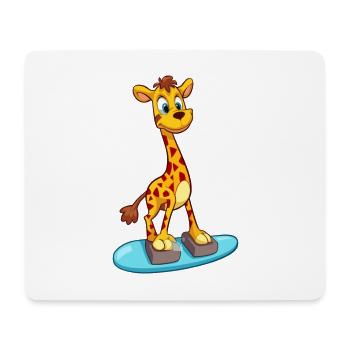 Funny Giraffe Kawaii Cartoon Playing Skateboard - Mouse Pad (horizontal) - white - Front