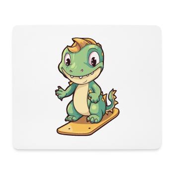 Funny Dragon Kawaii Cartoon Pet Playing Skateboard - Mouse Pad (horizontal) - white - Front