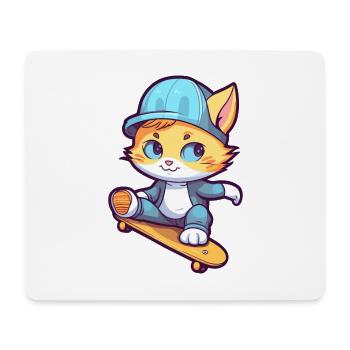 Lustige Katze Kawaii Cartoon Haustier spielt Skateboard - Mousepad (Querformat) - Weiß - Vorne