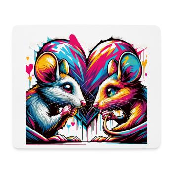Verliebte Mäuse Liebe Herz Graffiti Street Art - Mousepad (Querformat) - Weiß - Vorne
