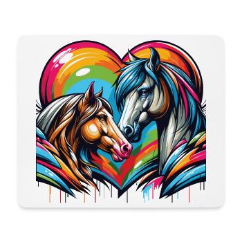 Pferdeliebe verliebte Pferde Herz Graffiti Style - Mousepad (Querformat) - Weiß - Vorne