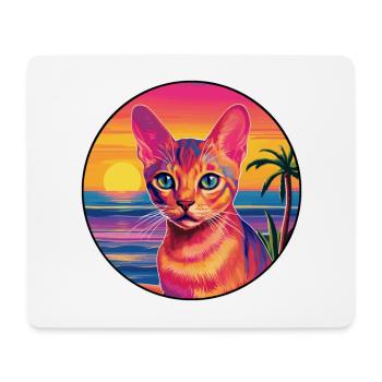 Abessinier Kurzhaarkatze Aquarell Cartoon Kawaii - Mousepad (Querformat) - Weiß - Vorne