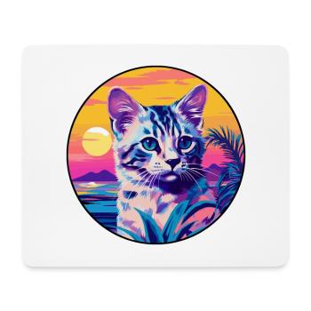 Australische gefleckte Nebelkatze, Aquarell-Cartoon-Haustier - Mousepad (Querformat) - Weiß - Vorne