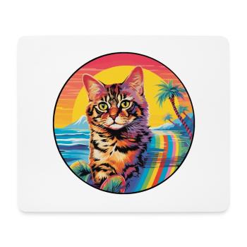 German Rex Cat Breed Watercolor Cartoon Kawaii Pet - Mouse Pad (horizontal) - white - Front