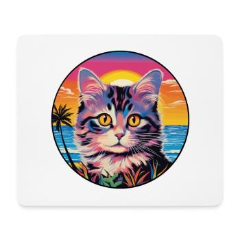 Kurilian Bobtail Katze Aquarell Cartoon Kawaii - Mousepad (Querformat) - Weiß - Vorne