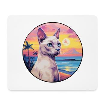 Tonkinois Chat Race Aquarelle Dessin Animé Kawaii Animal De Compagnie - Tapis de souris (format paysage) - blanc - Devant