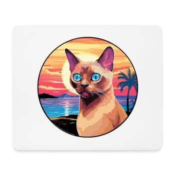 Europäische burmesische Katze Aquarell Cartoon Kawaii - Mousepad (Querformat) - Weiß - Vorne