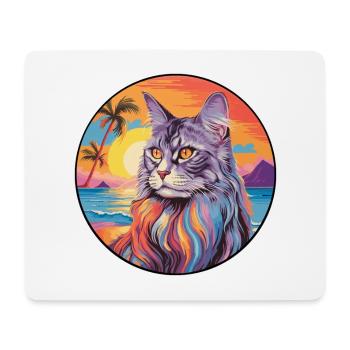Maine Coon Katze Rasse Aquarell Karikatur Kawaii Haustier - Mousepad (Querformat) - Weiß - Vorne