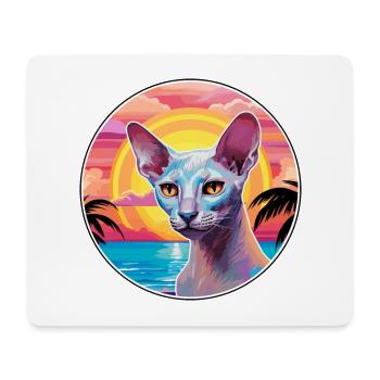 Peterbald Chat Race Aquarelle Dessin animé Kawaii Animal de compagnie - Tapis de souris (format paysage) - blanc - Devant