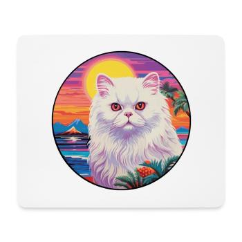 Weißes Langhaar-Perserkatzen-Aquarell-Cartoon-Haustier - Mousepad (Querformat) - Weiß - Vorne