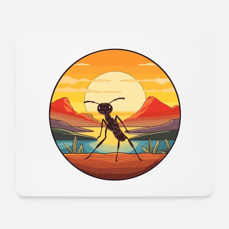 Ameise buntes Aquarell Karikatur Kawaii Tier - Mousepad (Querformat) - Weiß