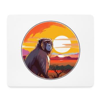 Baboon Colorful Watercolor Cartoon Kawaii Animal - Mouse Pad (horizontal) - white - Front