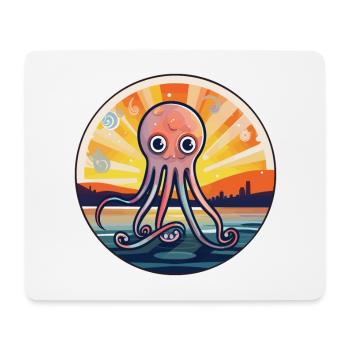 Squid Colorful Watercolor Cartoon Kawaii Animal - Mouse Pad (horizontal) - white - Front