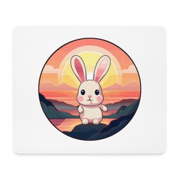 Hase buntes Aquarell Cartoon Kawaii Tier - Mousepad (Querformat) - Weiß - Vorne
