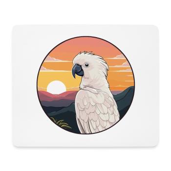 Cockatoo Colorful Watercolor Cartoon Kawaii Animal - Mouse Pad (horizontal) - white - Front
