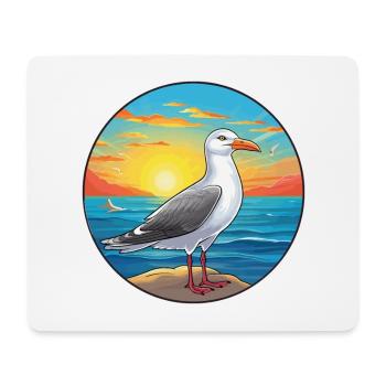 Möwe buntes Aquarell Cartoon Kawaii Tier - Mousepad (Querformat) - Weiß - Vorne
