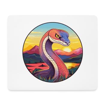 Cobra Snake Colorful Watercolor Cartoon Kawaii Pet - Mouse Pad (horizontal) - white - Front