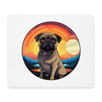 Mopshund buntes Aquarell Cartoon Kawaii Tier - Mousepad (Querformat) - Weiß - Vorne
