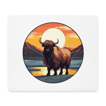 Yak Aquarelle Colorée Dessin Animé Kawaii Animal - Tapis de souris (format paysage) - blanc - Devant
