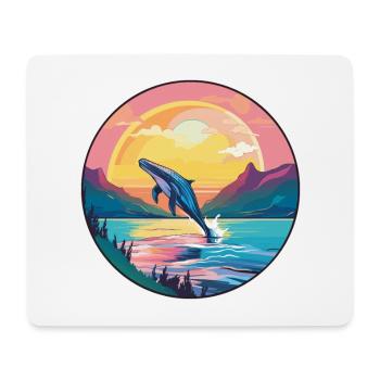 Whale Colorful Watercolor Cartoon Kawaii Animal - Mouse Pad (horizontal) - white - Front