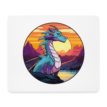 Drache Buntes Aquarell Cartoon Kawaii Tier - Mousepad (Querformat) - Weiß - Vorne