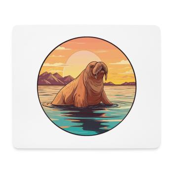 Walrus Colorful Watercolor Cartoon Kawaii Animal - Mouse Pad (horizontal) - white - Front