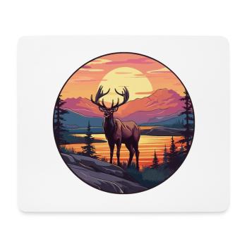 Elk Colorful Watercolor Cartoon Kawaii Animal - Mouse Pad (horizontal) - white - Front