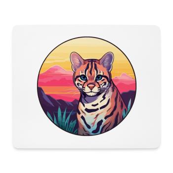 Ocelot Colorful Watercolor Cartoon Kawaii Animal - Mouse Pad (horizontal) - white - Front