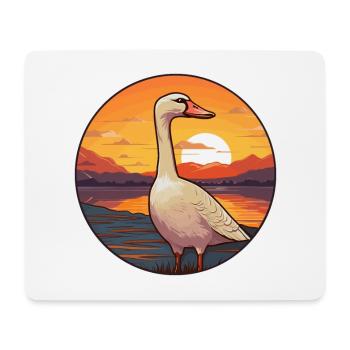 Gans buntes Aquarell Cartoon Kawaii Tier - Mousepad (Querformat) - Weiß - Vorne