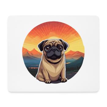Mopshund buntes Aquarell Cartoon Kawaii Tier - Mousepad (Querformat) - Weiß - Vorne