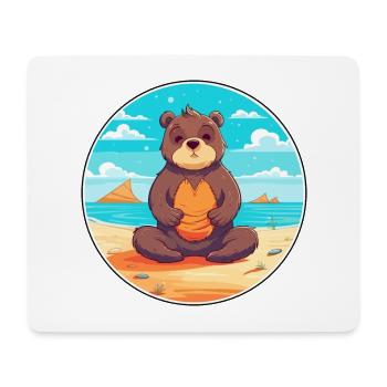 Bär Cartoon Yoga Strand Sommer Illustration - Mousepad (Querformat) - Weiß - Vorne