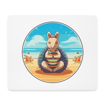 Armadillo Cartoon Yoga Beach Summer Illustration - Mouse Pad (horizontal) - white - Front