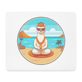 Alpaka Cartoon Yoga Strand Sommer Illustration - Mousepad (Querformat) - Weiß - Vorne