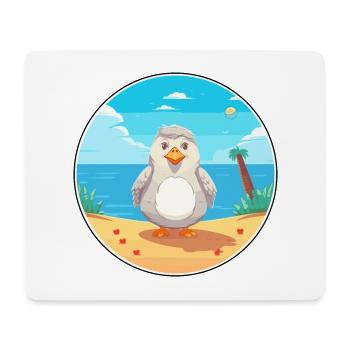 Oiseau Cartoon Yoga Plage Illustration D’été - Tapis de souris (format paysage) - blanc - Devant