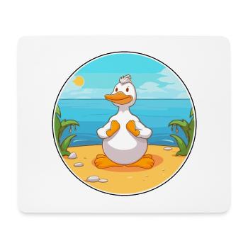 Dessin animé de canard Yoga plage Illustration d’été - Tapis de souris (format paysage) - blanc - Devant