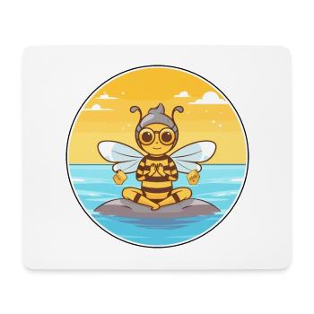 Bee Cartoon Yoga Beach Summer Illustration - Mouse Pad (horizontal) - white - Front
