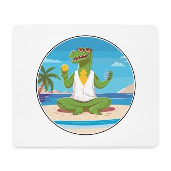 Crocodile Cartoon Yoga Beach Summer Illustration - Mouse Pad (horizontal) - white - Front