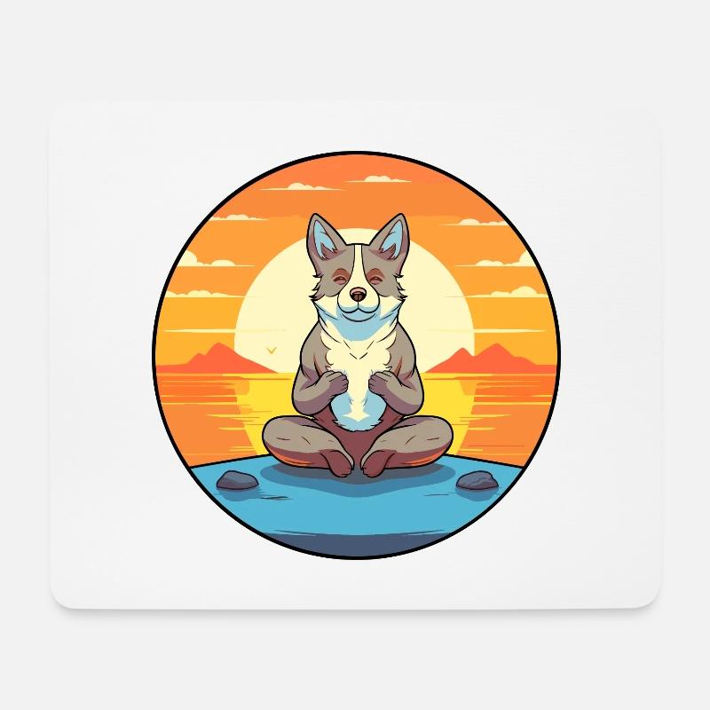 Hund Cartoon Yoga Strand Sommer Illustration - Mousepad (Querformat) - Weiß