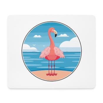 Flamingo Cartoon Yoga Beach Summer Illustration - Mouse Pad (horizontal) - white - Front