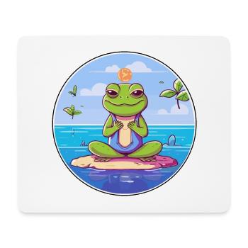 Frog Cartoon Yoga Beach Summer Illustration - Mouse Pad (horizontal) - white - Front