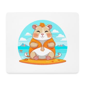 Hamster-Karikatur Yoga Strand Sommer Illustration - Mousepad (Querformat) - Weiß - Vorne