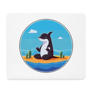 Orque Dessin Animé Yoga Plage Été Illustration - Tapis de souris (format paysage) - blanc - Devant