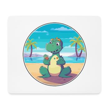 Dinosaurier-Karikatur Yoga Strand Sommer Illustration - Mousepad (Querformat) - Weiß - Vorne