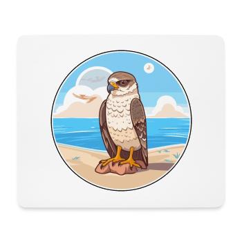 Falcon Cartoon Yoga Beach Summer Illustration - Mouse Pad (horizontal) - white - Front